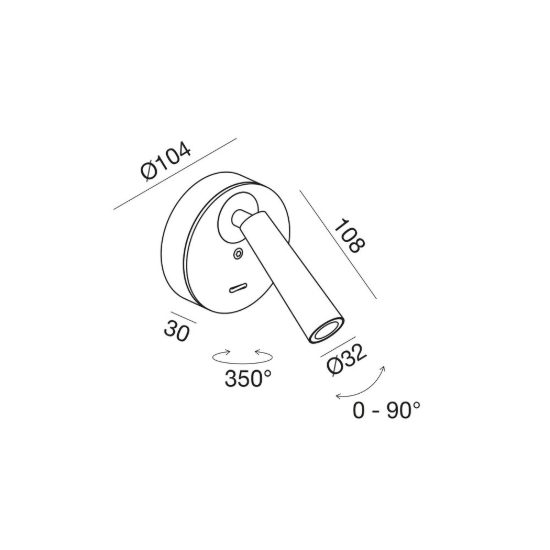 Gea luce gap 580 applique da parete con faretto orientabile led 3w 3000k rotonda oro
