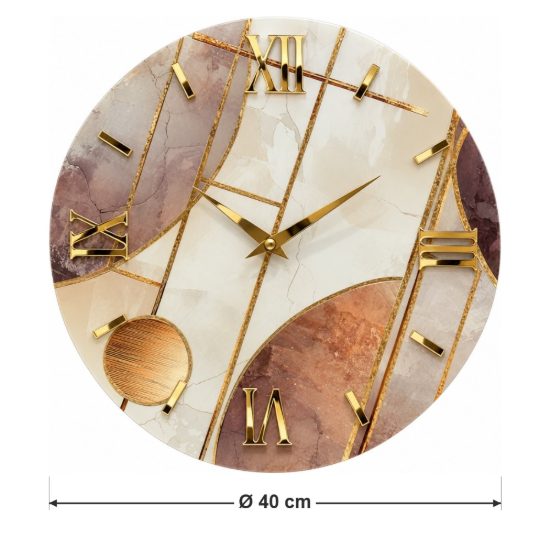 Orologio rotondo a parete moderno resina dettagli oro lucido 40cm