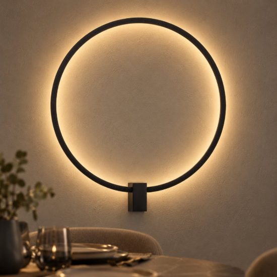 Applique da parete ad anello led 21w cct 2700k 3000k 4000k dimmerabile per soggiorno nera