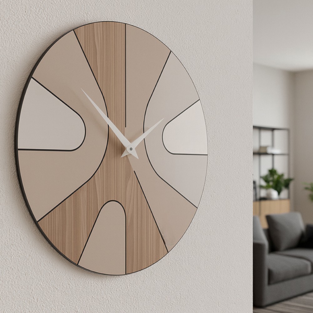 Orologio da parete in legno rotondo dal design moderno