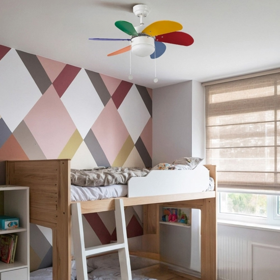 Ventilatore da soffitto Multicolor per camerette dei bambini
